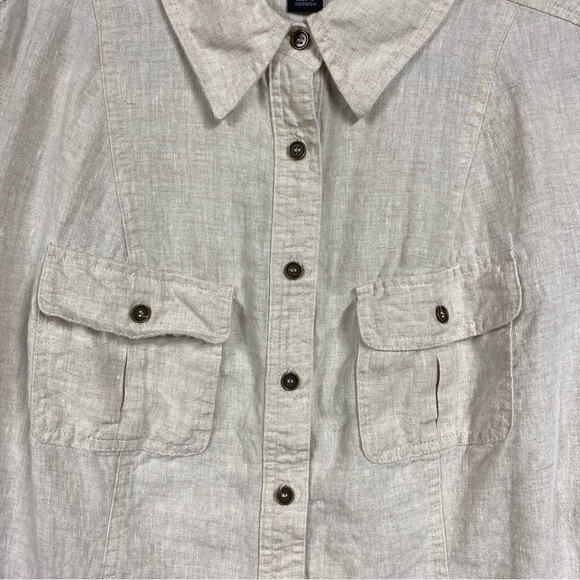 Style & Co 100% Linen Roll Tab Shacket Button Up Top Size 18W - Picture 2 of 8